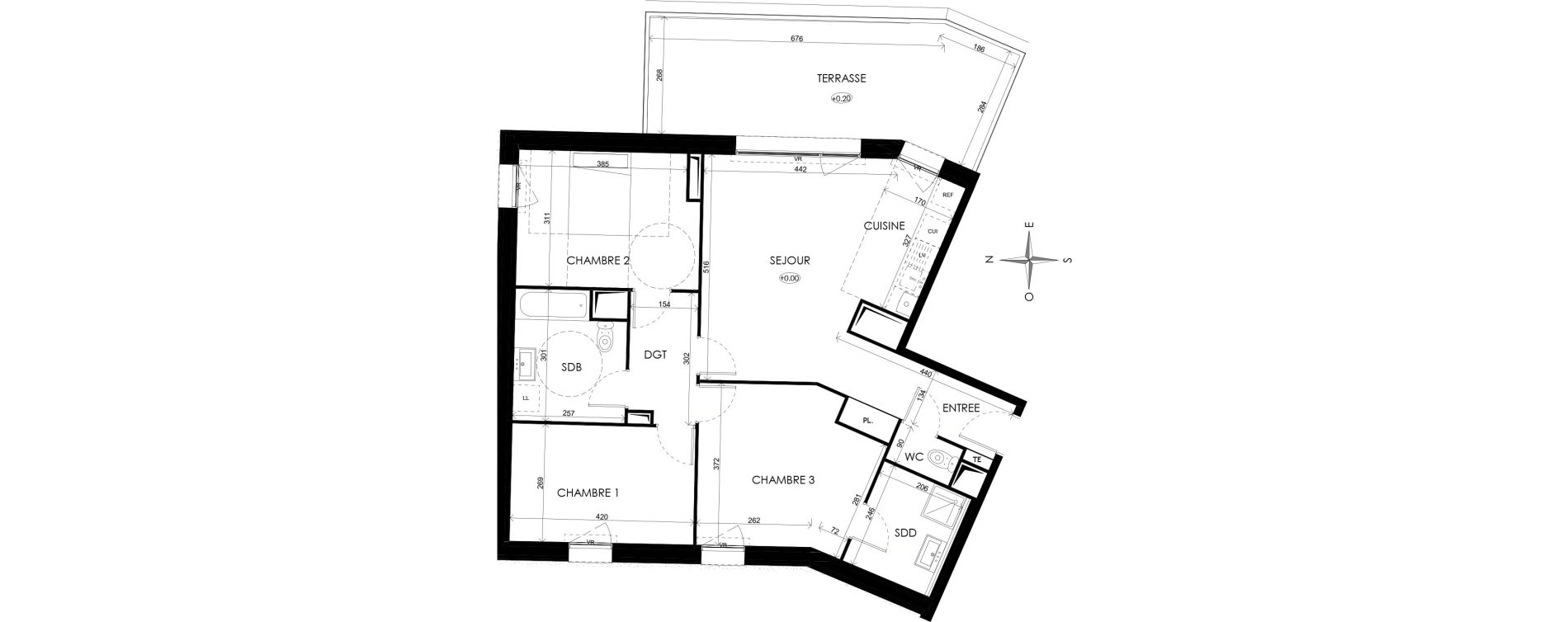 Appartement T4 de 83,84 m2 &agrave; Wattignies Centre