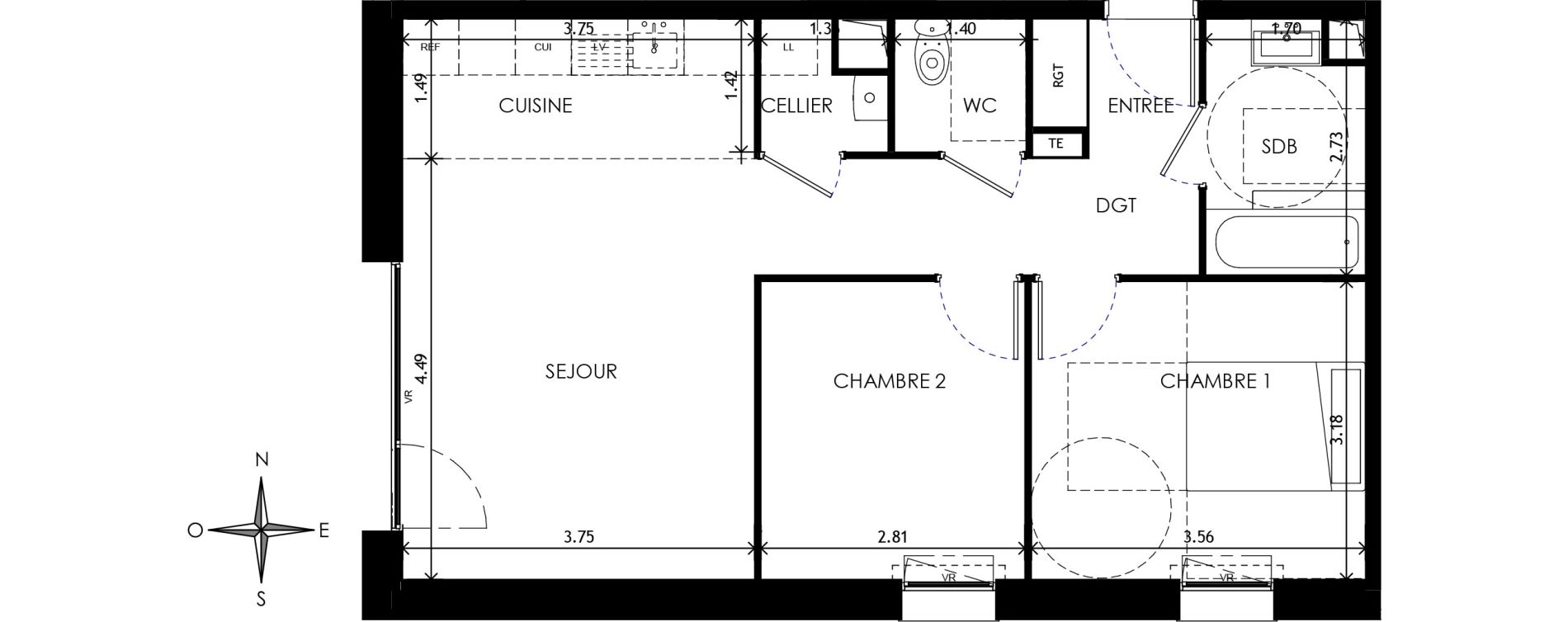 Appartement T3 de 58,90 m2 &agrave; Wattignies Centre
