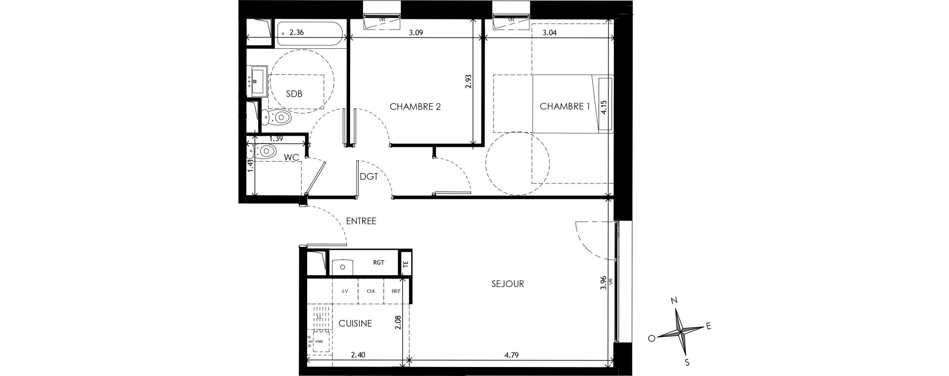Appartement T3 de 61,81 m2 &agrave; Wattignies Centre