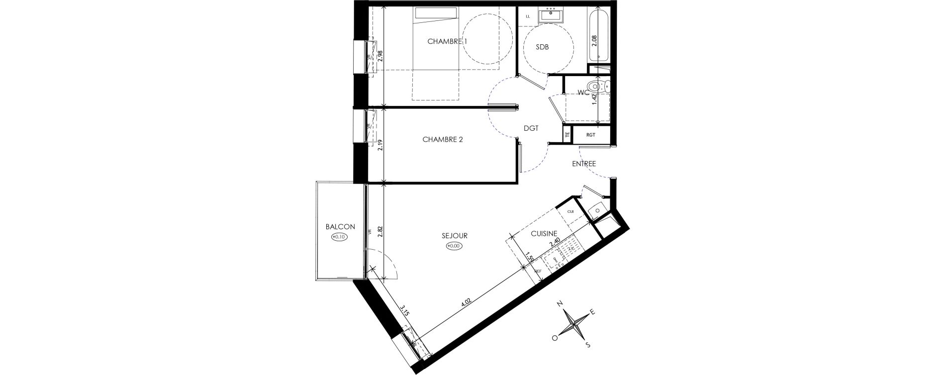 Appartement T3 de 56,90 m2 &agrave; Wattignies Centre