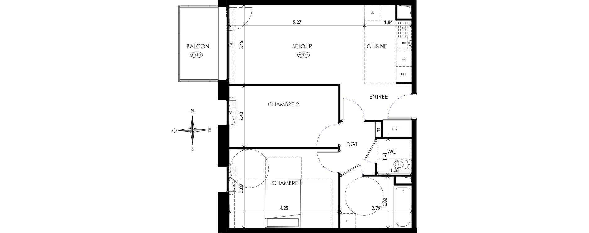 Appartement T3 de 59,66 m2 &agrave; Wattignies Centre
