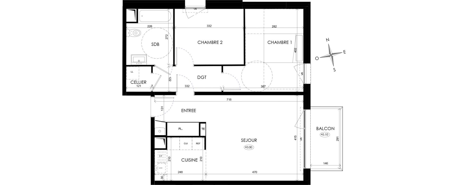 Appartement T3 de 61,76 m2 &agrave; Wattignies Centre