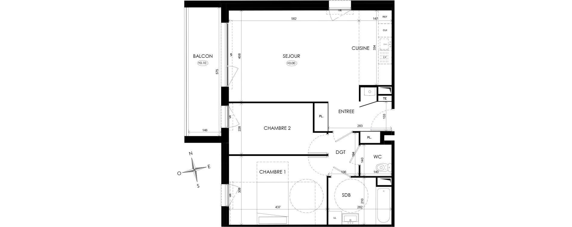 Appartement T3 de 66,34 m2 &agrave; Wattignies Centre