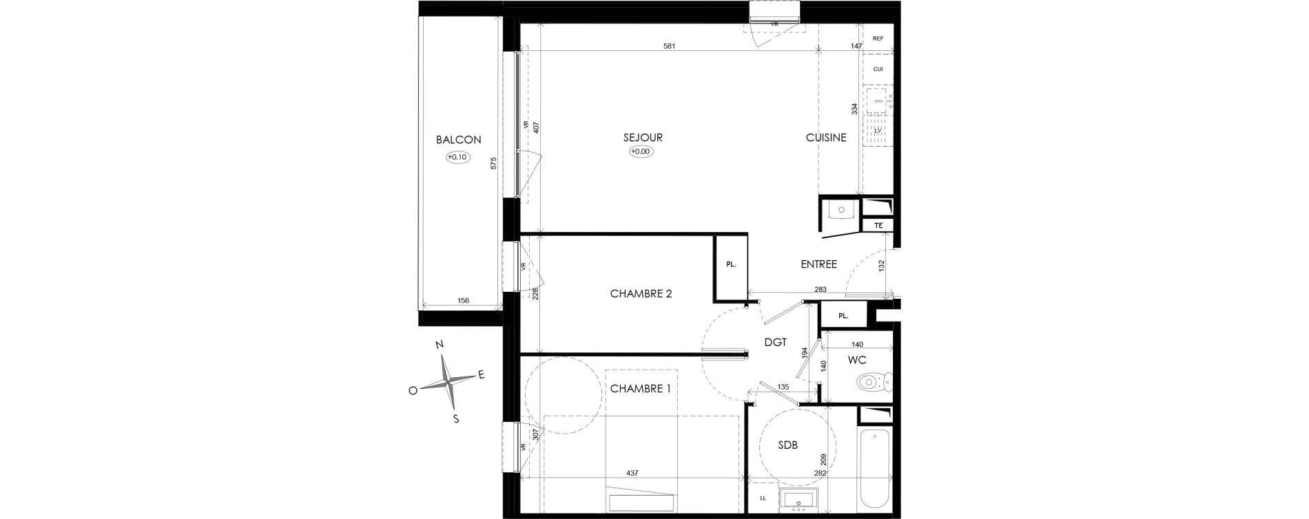 Appartement T3 de 66,86 m2 &agrave; Wattignies Centre