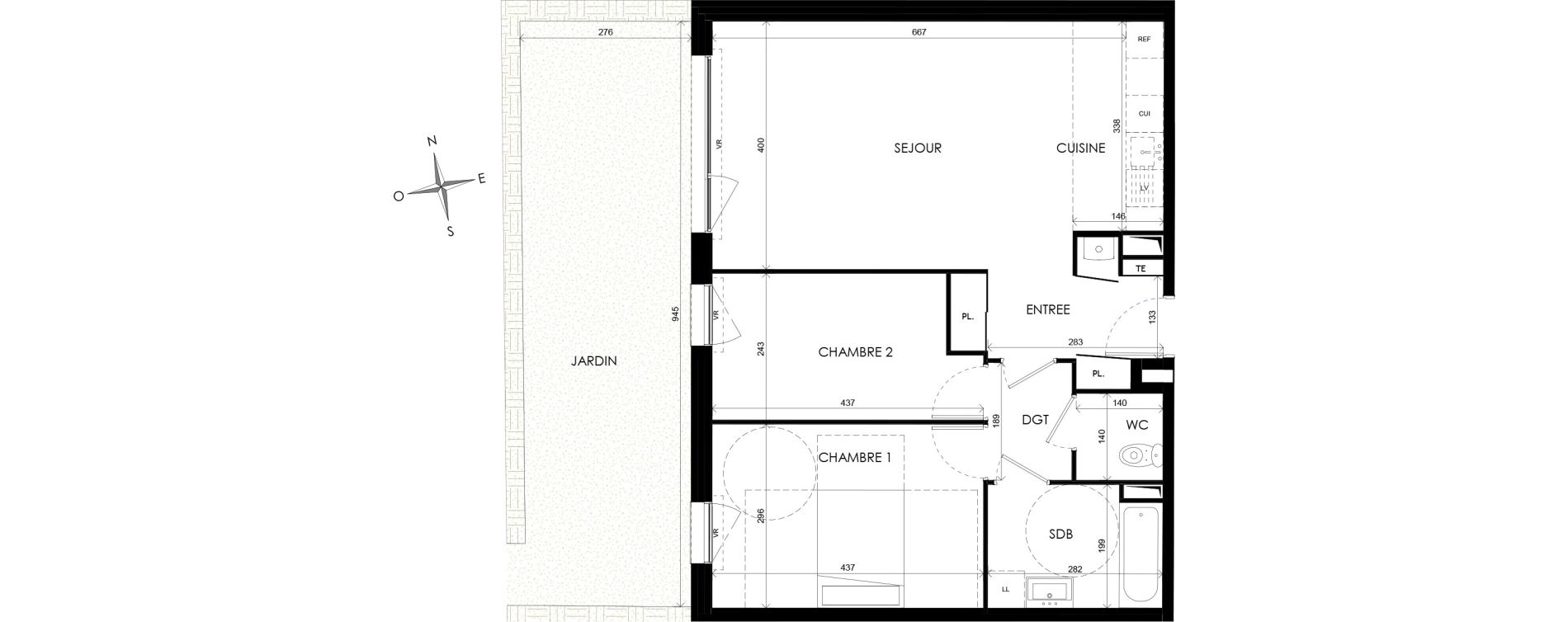 Appartement T3 de 65,73 m2 &agrave; Wattignies Centre