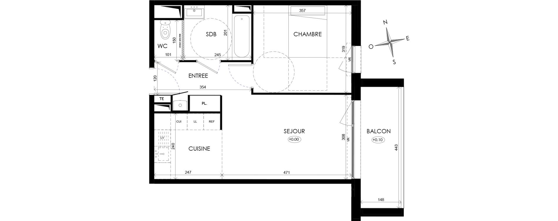 Appartement T2 de 43,21 m2 &agrave; Wattignies Centre