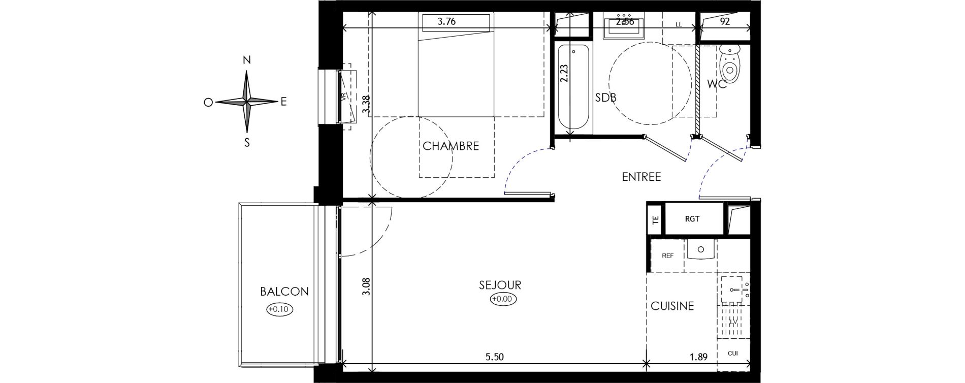 Appartement T2 de 45,77 m2 &agrave; Wattignies Centre