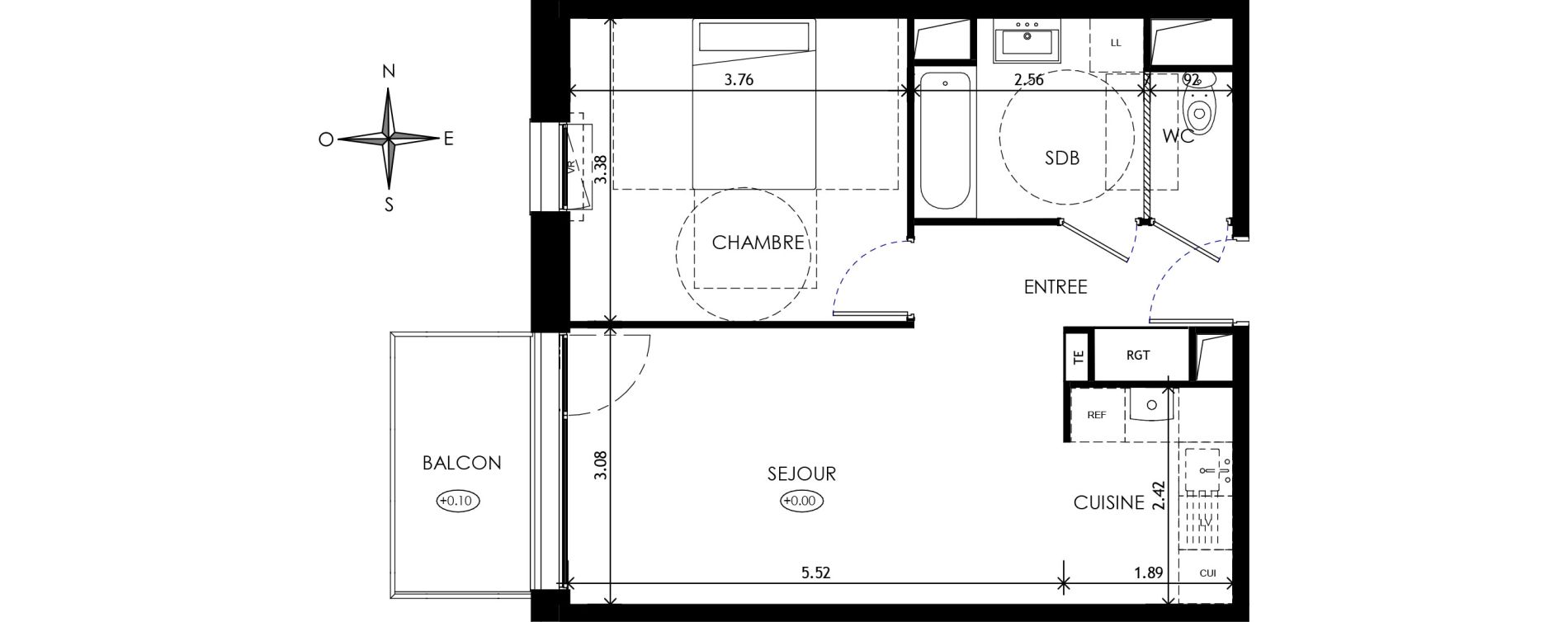 Appartement T2 de 45,78 m2 &agrave; Wattignies Centre
