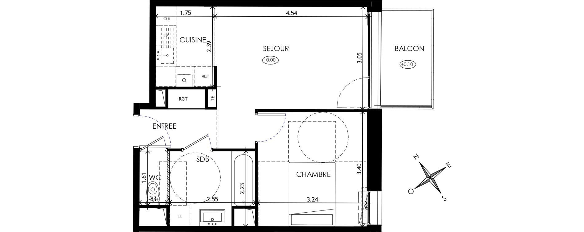 Appartement T2 de 40,22 m2 &agrave; Wattignies Centre