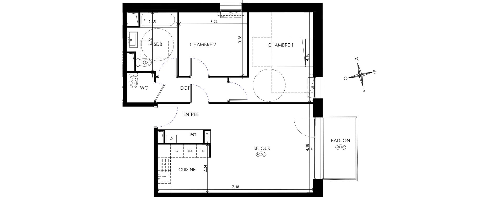 Appartement T3 de 62,88 m2 &agrave; Wattignies Centre
