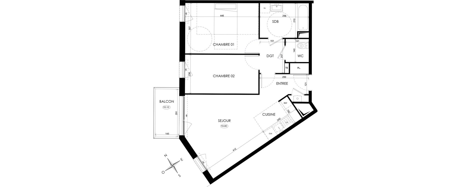Appartement T3 de 63,80 m2 &agrave; Wattignies Centre