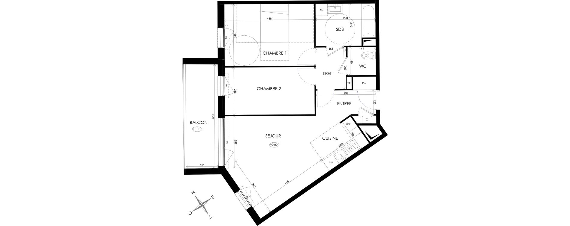 Appartement T3 de 63,88 m2 &agrave; Wattignies Centre