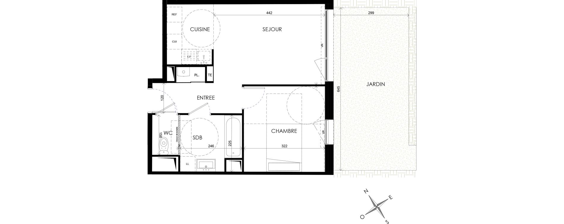 Appartement T2 de 41,23 m2 &agrave; Wattignies Centre