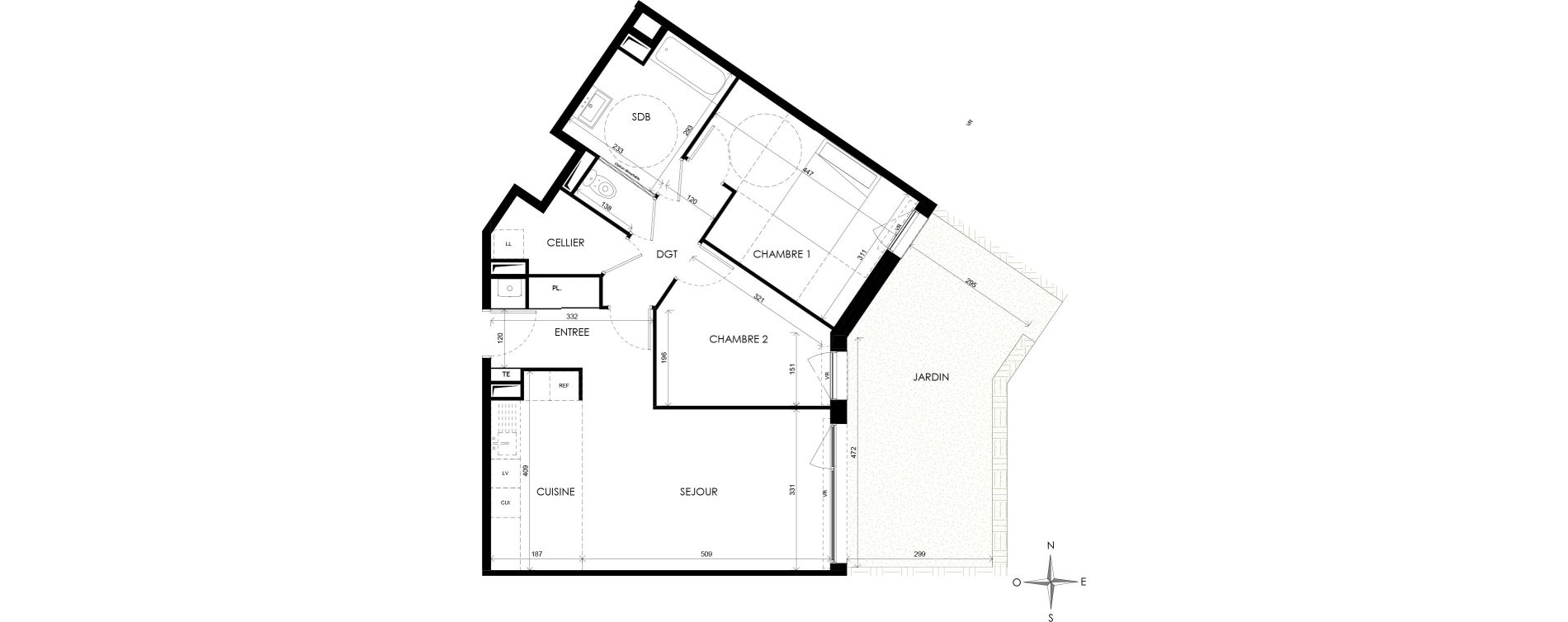 Appartement T3 de 66,61 m2 &agrave; Wattignies Centre
