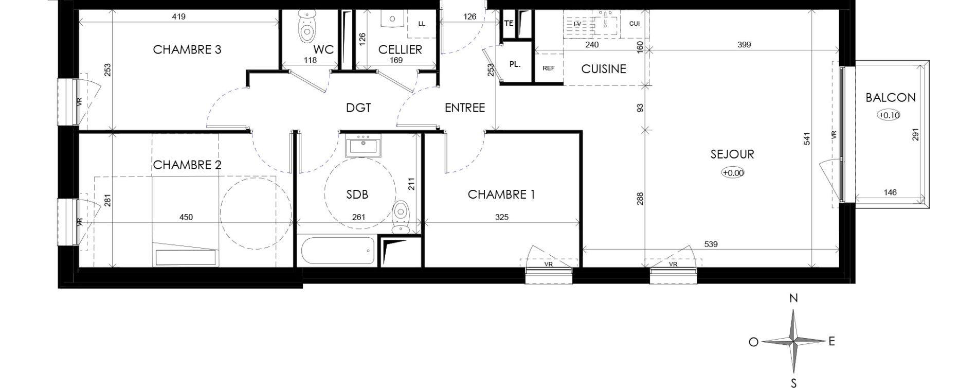 Appartement T4 de 82,60 m2 &agrave; Wattignies Centre
