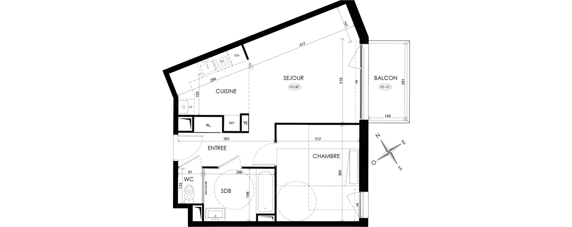 Appartement T2 de 45,80 m2 &agrave; Wattignies Centre