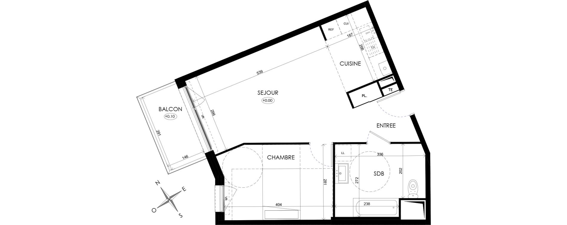 Appartement T2 de 48,12 m2 &agrave; Wattignies Centre