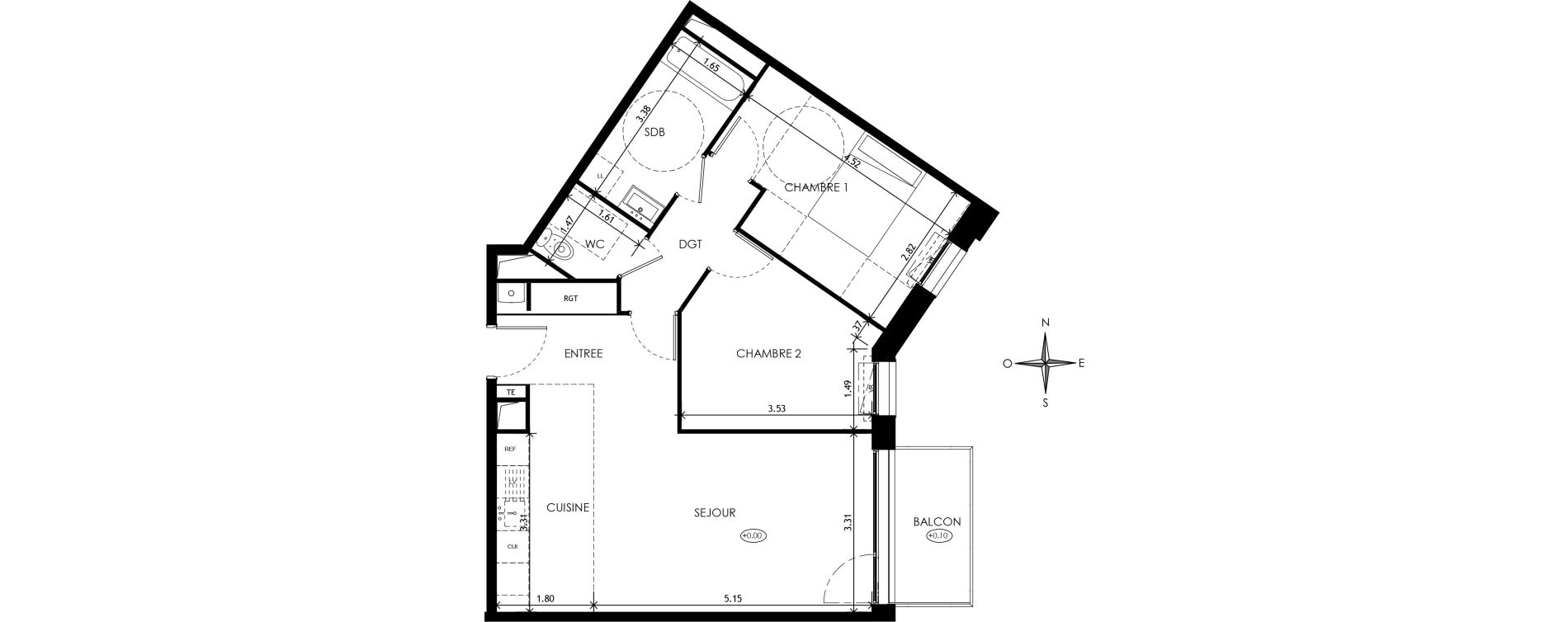 Appartement T3 de 64,28 m2 &agrave; Wattignies Centre
