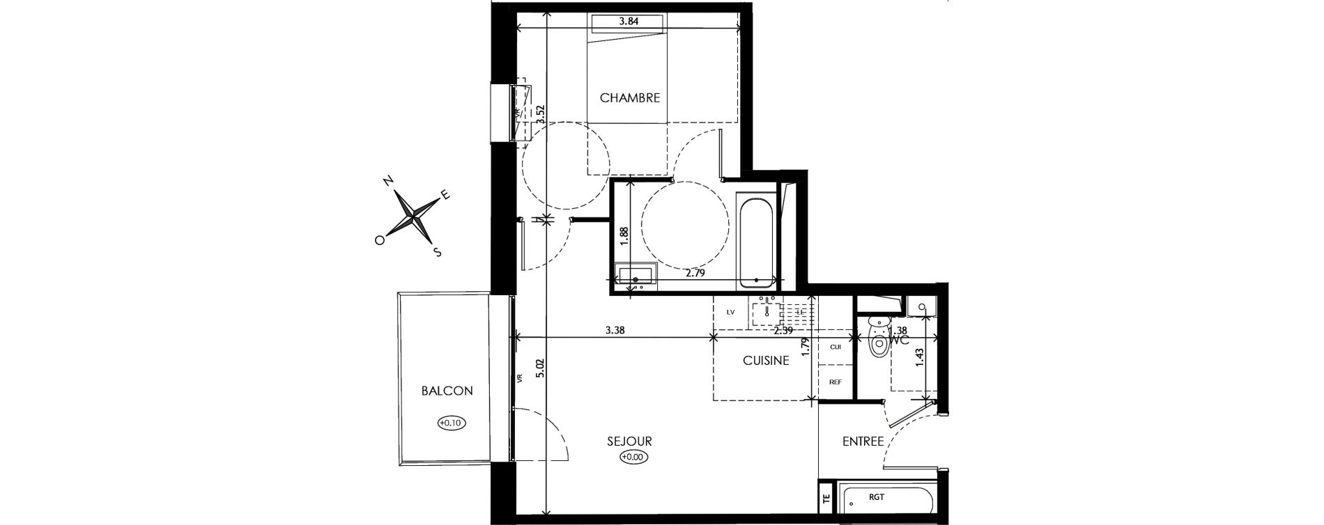 Appartement T2 de 45,59 m2 &agrave; Wattignies Centre