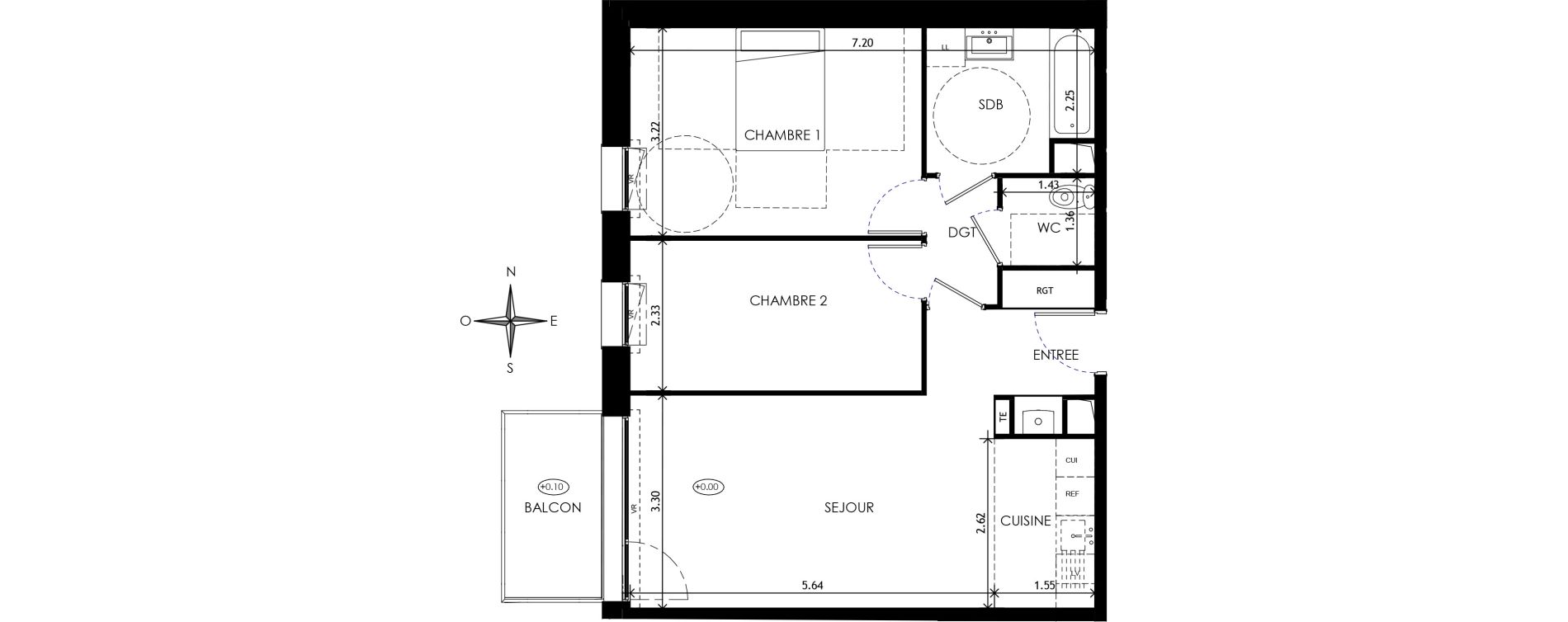 Appartement T3 de 62,18 m2 &agrave; Wattignies Centre