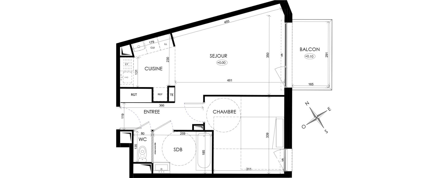 Appartement T2 de 44,00 m2 &agrave; Wattignies Centre