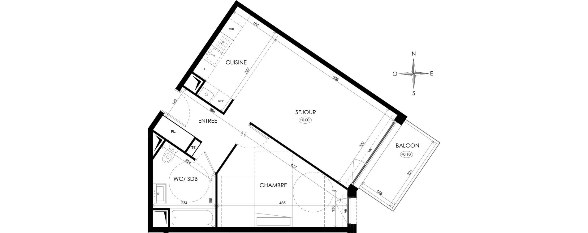 Appartement T2 de 48,37 m2 &agrave; Wattignies Centre