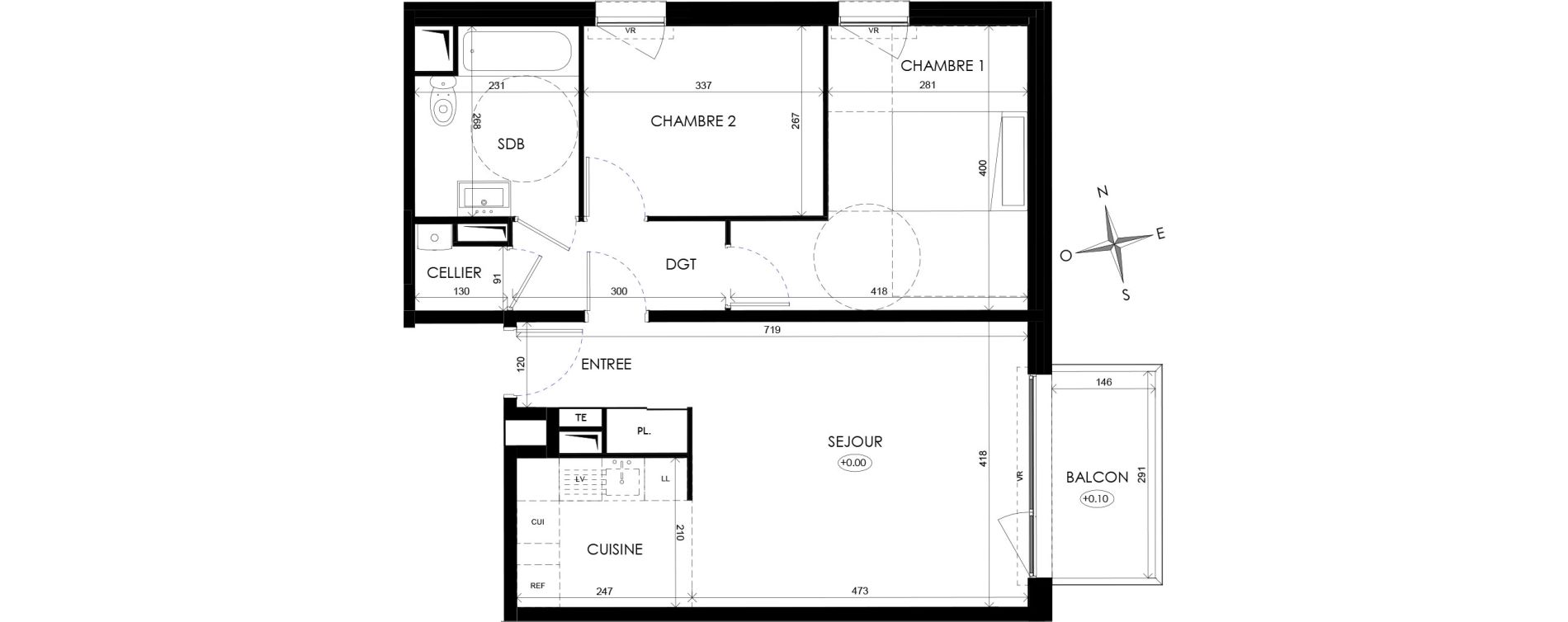 Appartement T3 de 60,66 m2 &agrave; Wattignies Centre