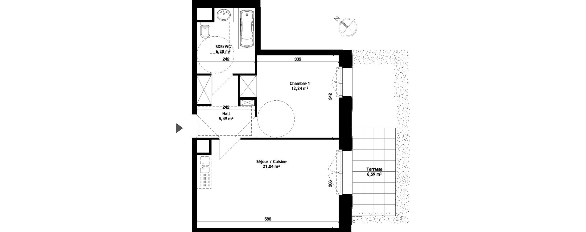 Appartement T2 de 44,97 m2 &agrave; Wattignies Centre