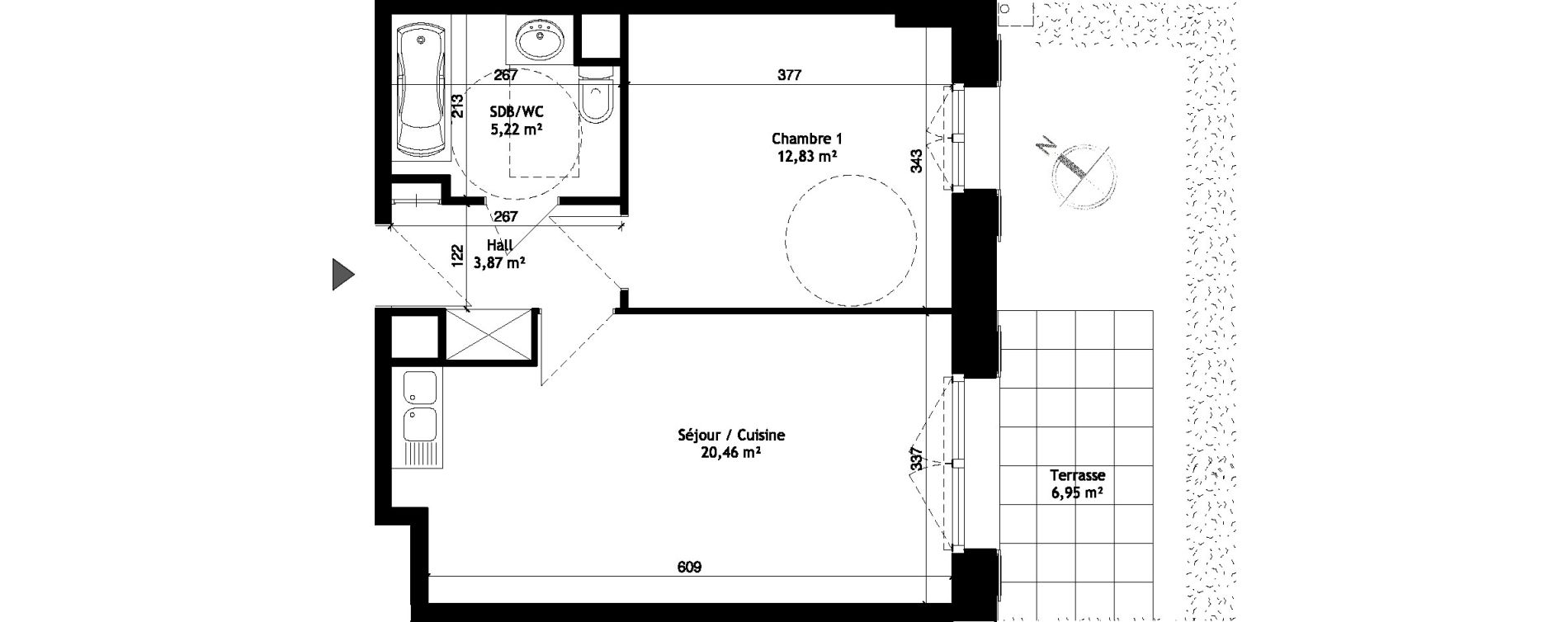 Appartement T2 de 42,38 m2 &agrave; Wattignies Centre