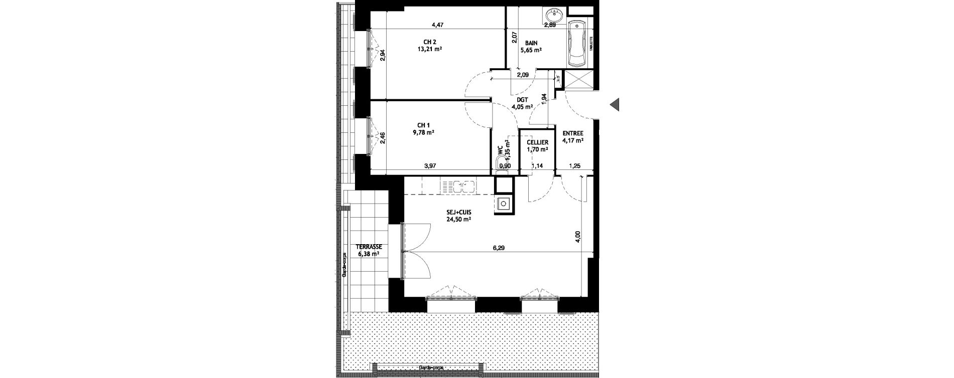 Appartement T3 de 64,42 m2 &agrave; Wattignies Centre