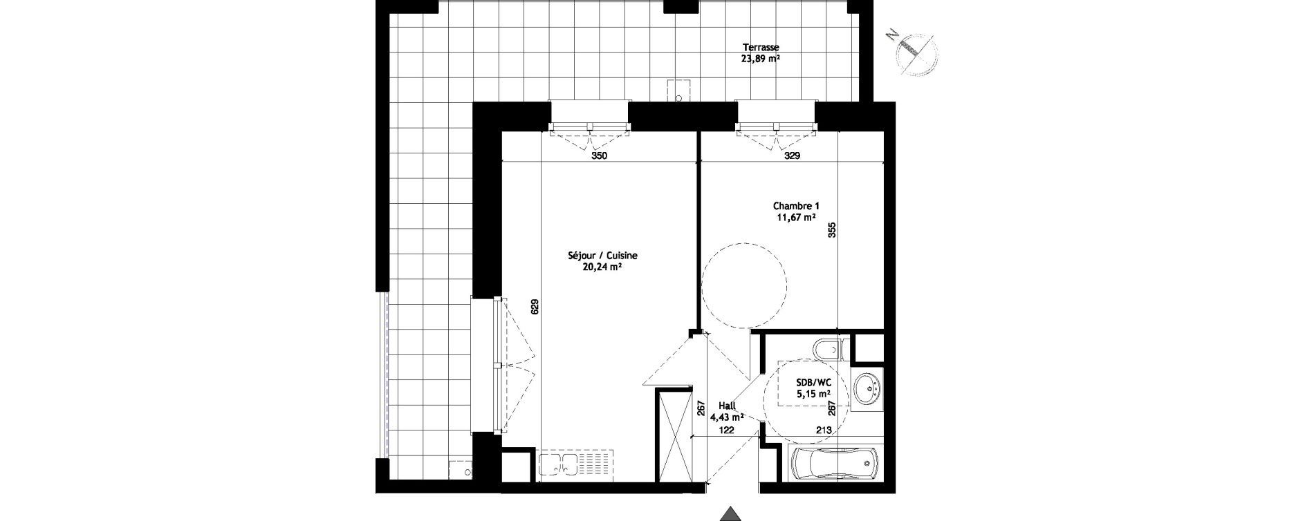 Appartement T2 de 41,49 m2 &agrave; Wattignies Centre
