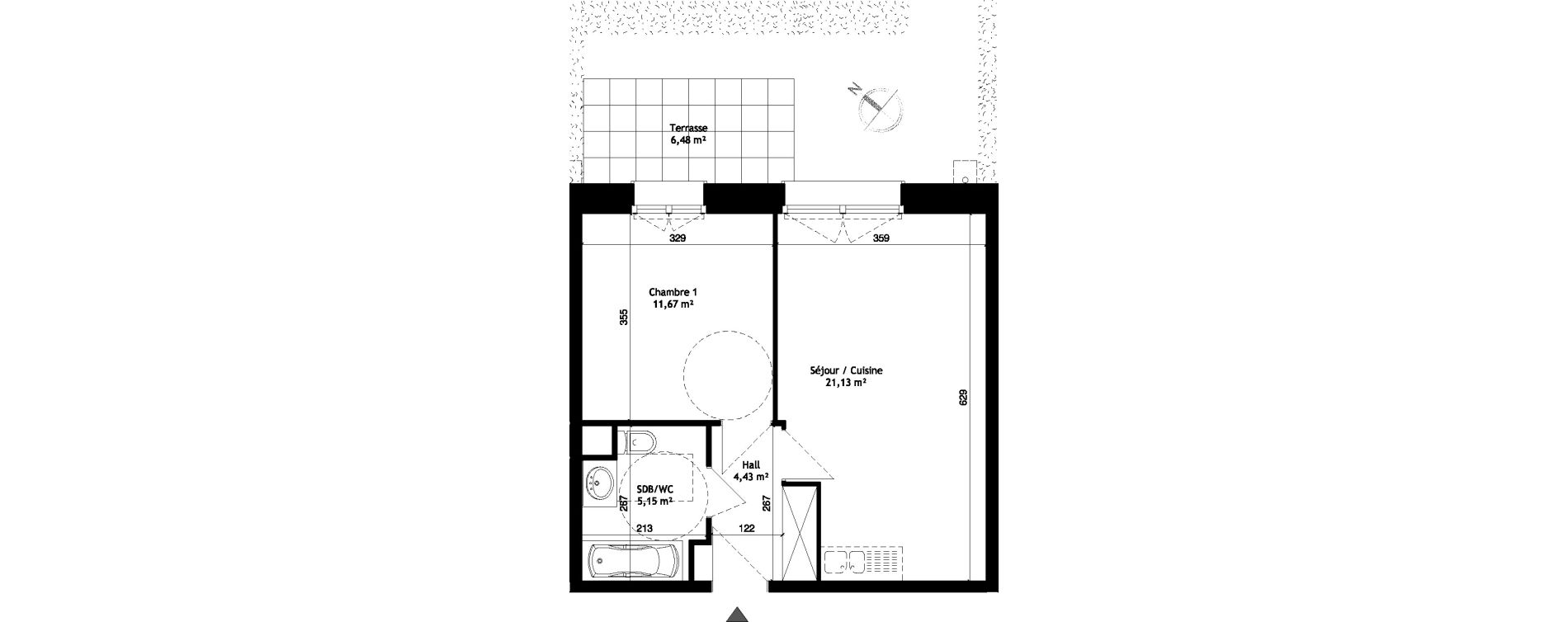 Appartement T2 de 42,38 m2 &agrave; Wattignies Centre