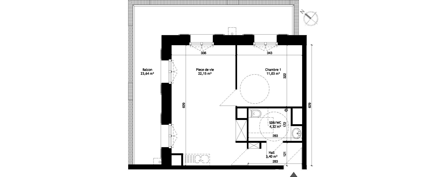 Appartement T2 de 40,90 m2 &agrave; Wattignies Centre