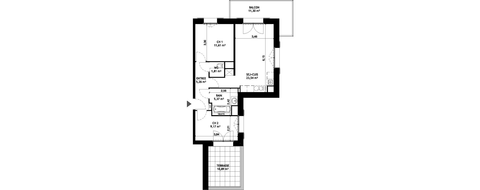 Appartement T3 de 56,76 m2 &agrave; Wattignies Centre