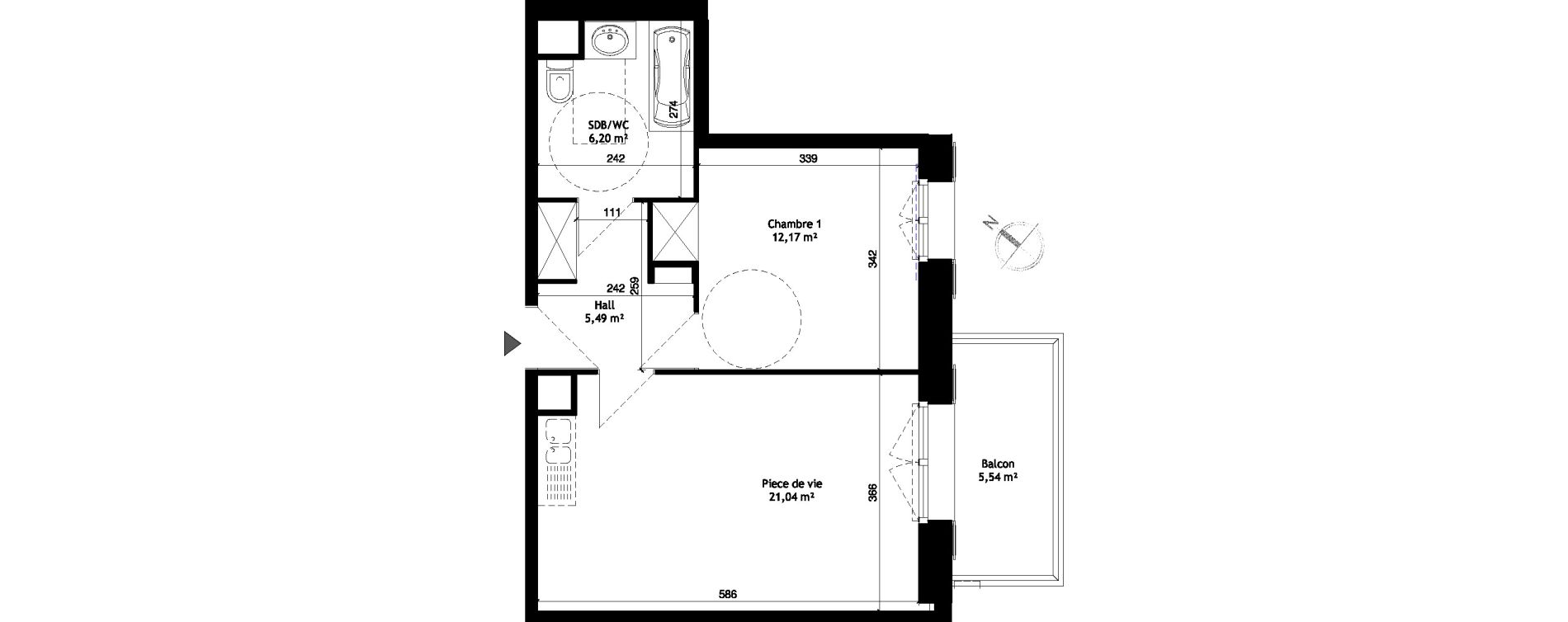 Appartement T2 de 44,90 m2 &agrave; Wattignies Centre