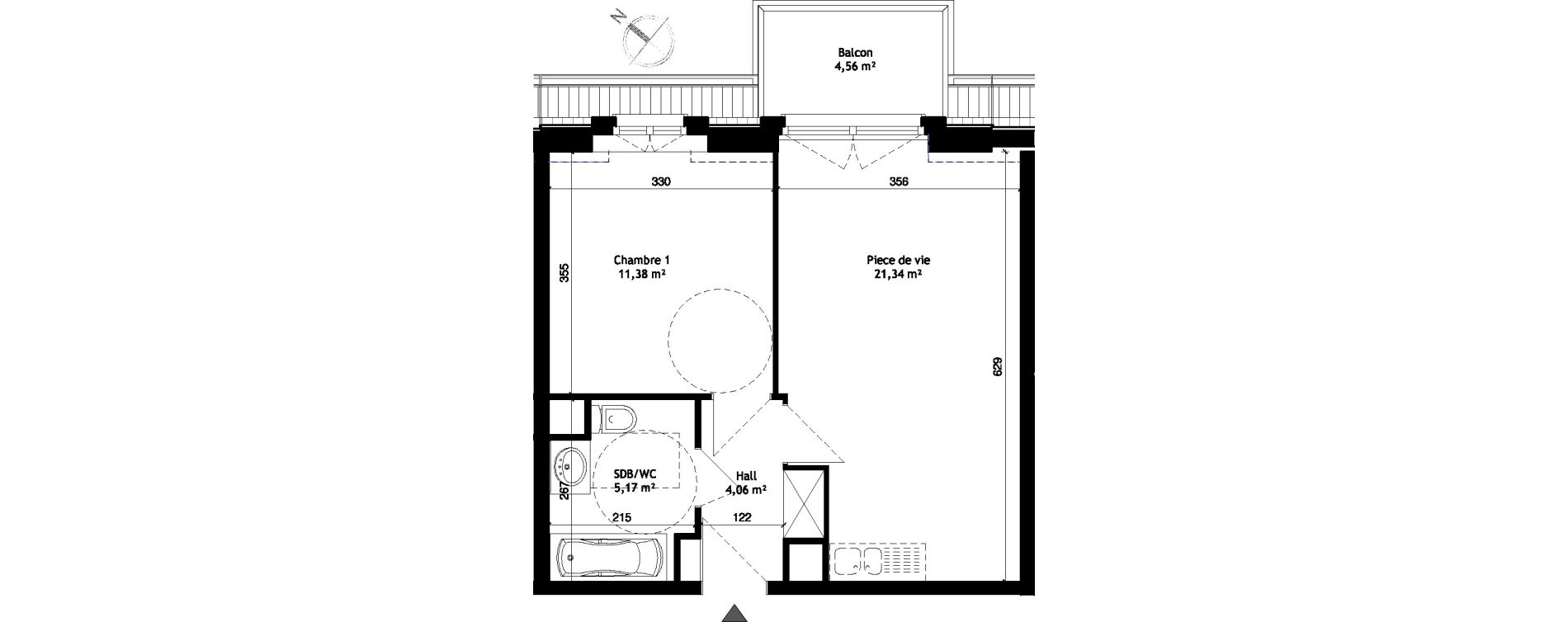 Appartement T2 de 41,95 m2 &agrave; Wattignies Centre