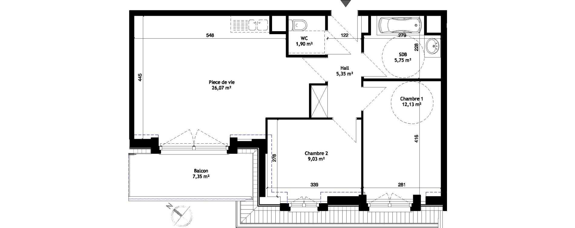 Appartement T3 de 60,23 m2 &agrave; Wattignies Centre