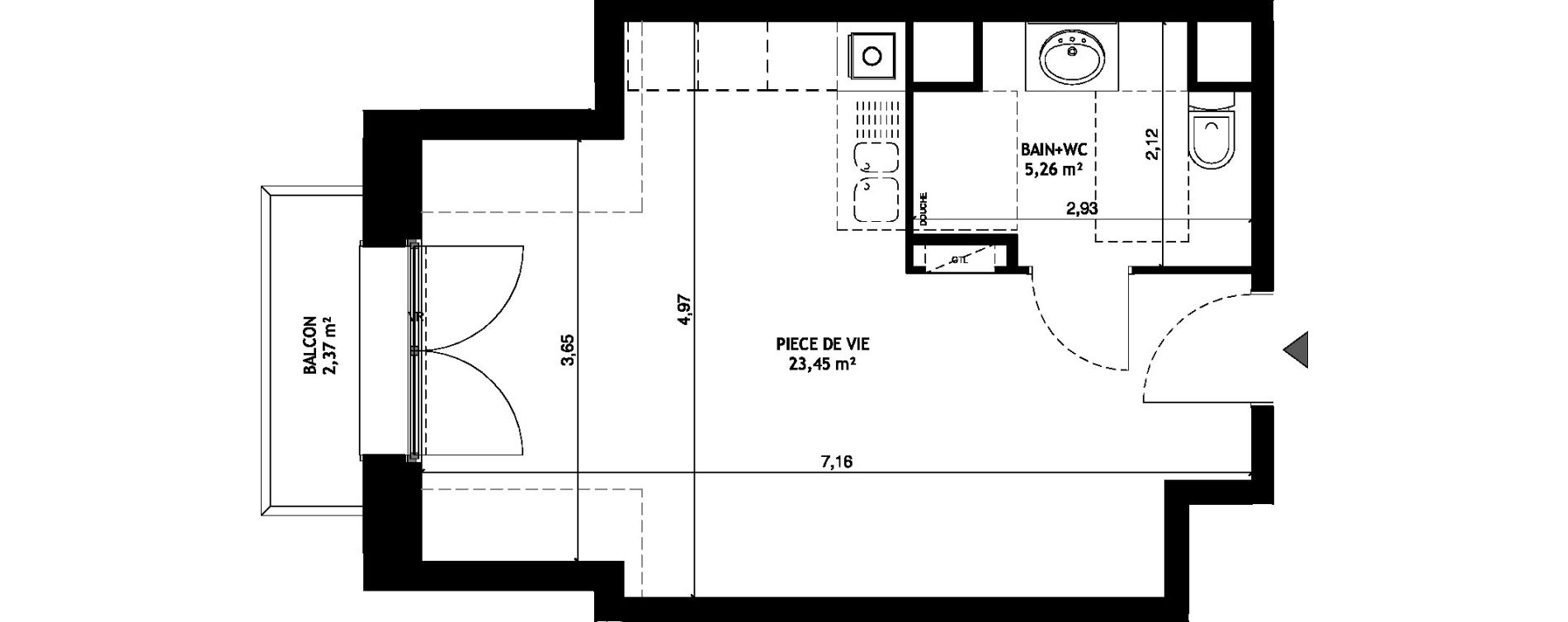 Appartement T1 de 28,71 m2 &agrave; Wattignies Centre