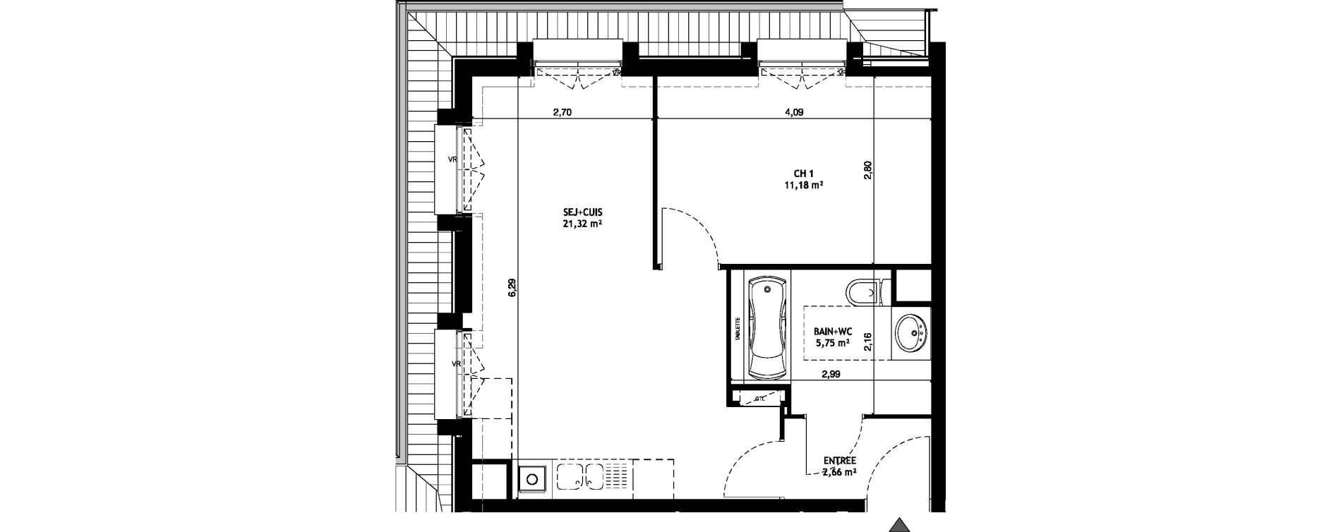 Appartement T2 de 40,91 m2 &agrave; Wattignies Centre