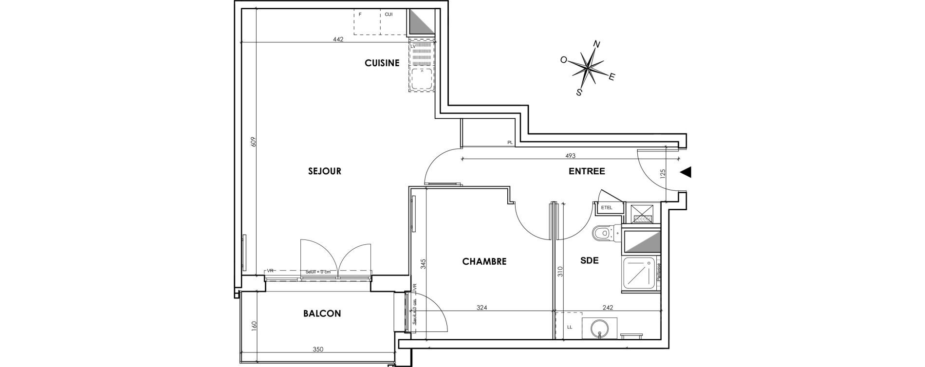 Appartement T2 de 50,18 m2 &agrave; Wattignies Centre
