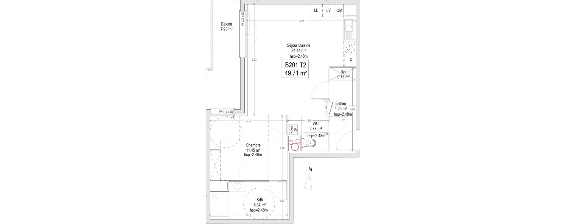 Appartement T2 de 49,71 m2 &agrave; Wattignies Arbrisseau