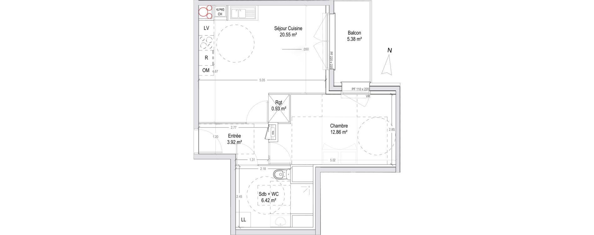 Appartement T2 de 44,68 m2 &agrave; Wattignies Arbrisseau