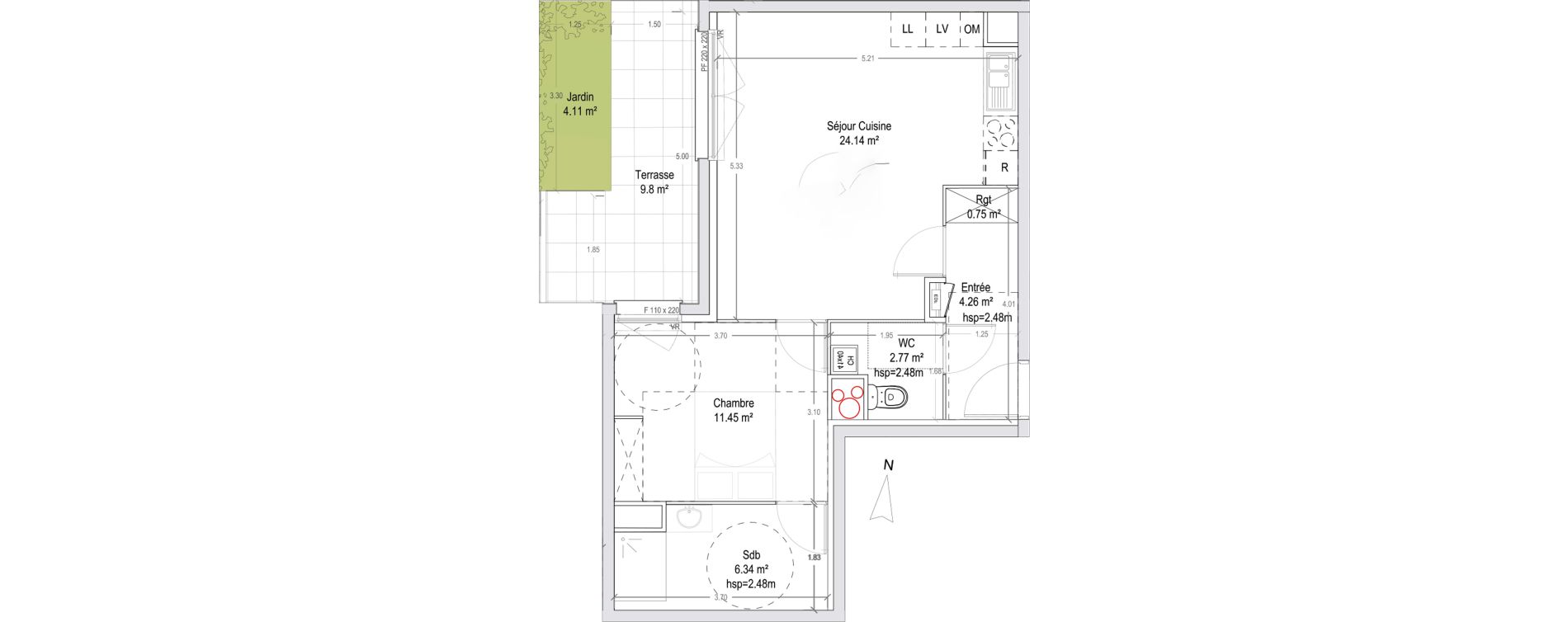 Appartement T2 de 49,71 m2 &agrave; Wattignies Arbrisseau