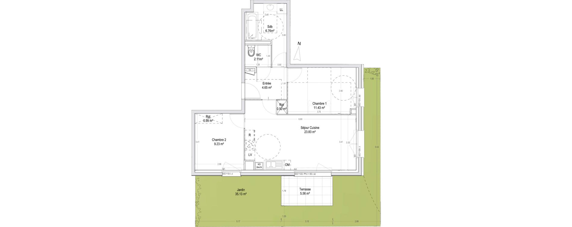 Appartement T3 de 59,49 m2 &agrave; Wattignies Arbrisseau