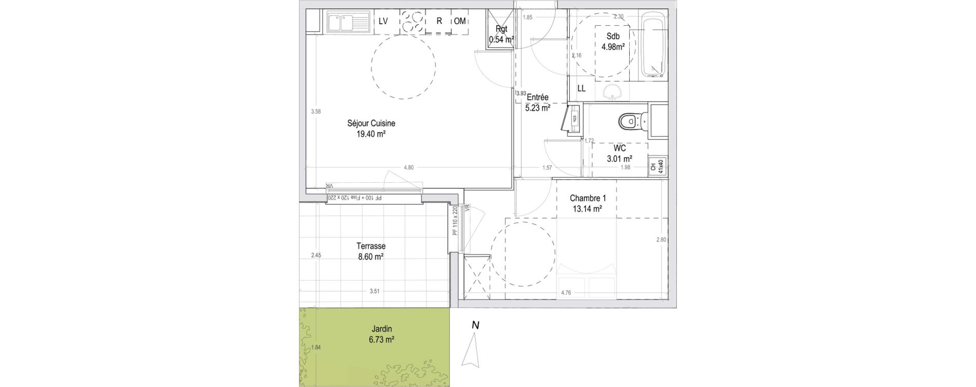 Appartement T2 de 46,30 m2 &agrave; Wattignies Arbrisseau