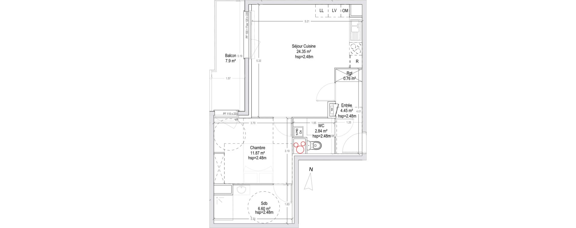 Appartement T2 de 50,87 m2 &agrave; Wattignies Arbrisseau