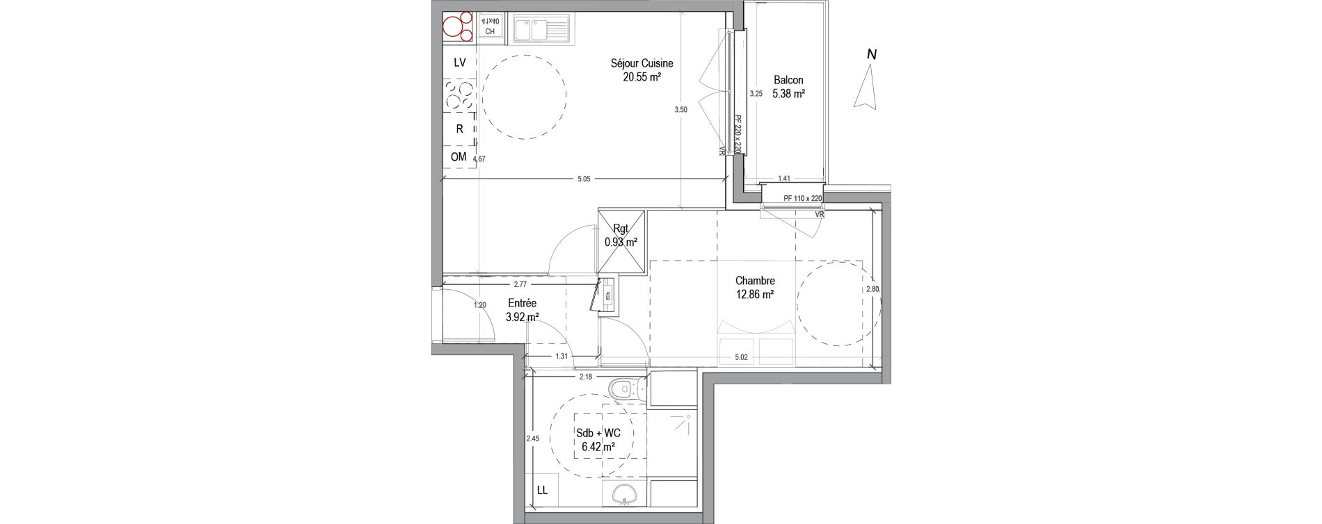 Appartement T2 de 44,68 m2 &agrave; Wattignies Arbrisseau