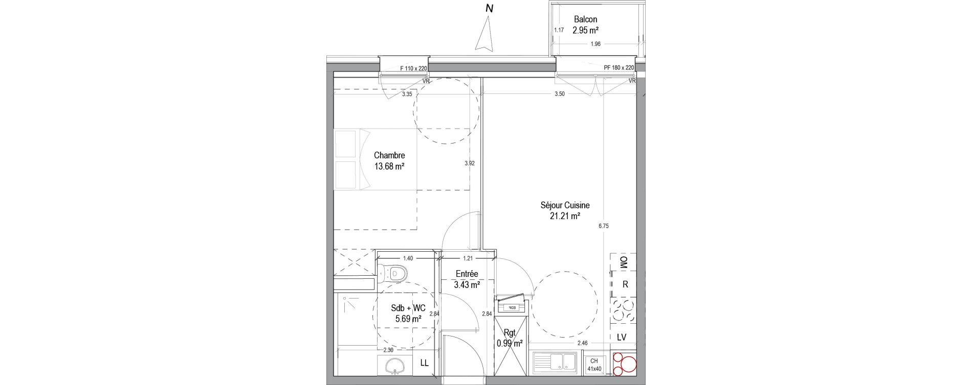 Appartement T2 de 45,00 m2 &agrave; Wattignies Arbrisseau