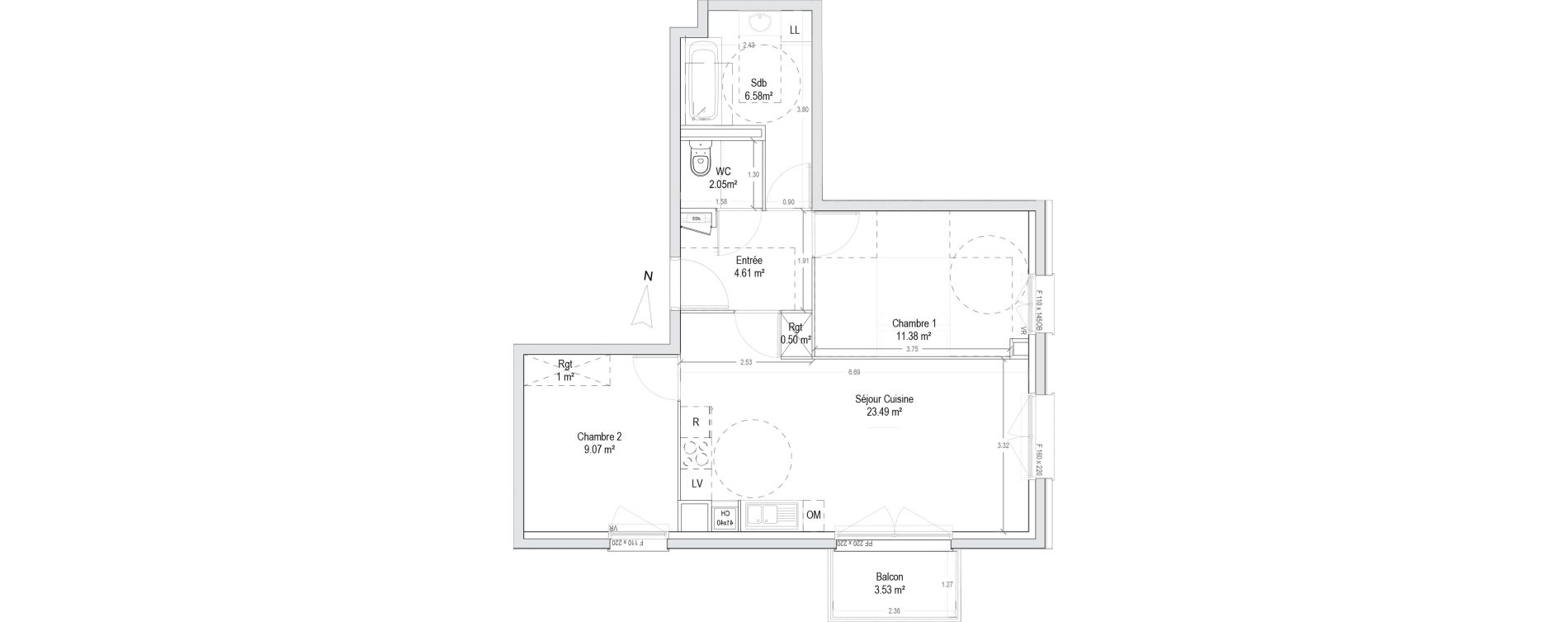 Appartement T3 de 58,68 m2 &agrave; Wattignies Arbrisseau