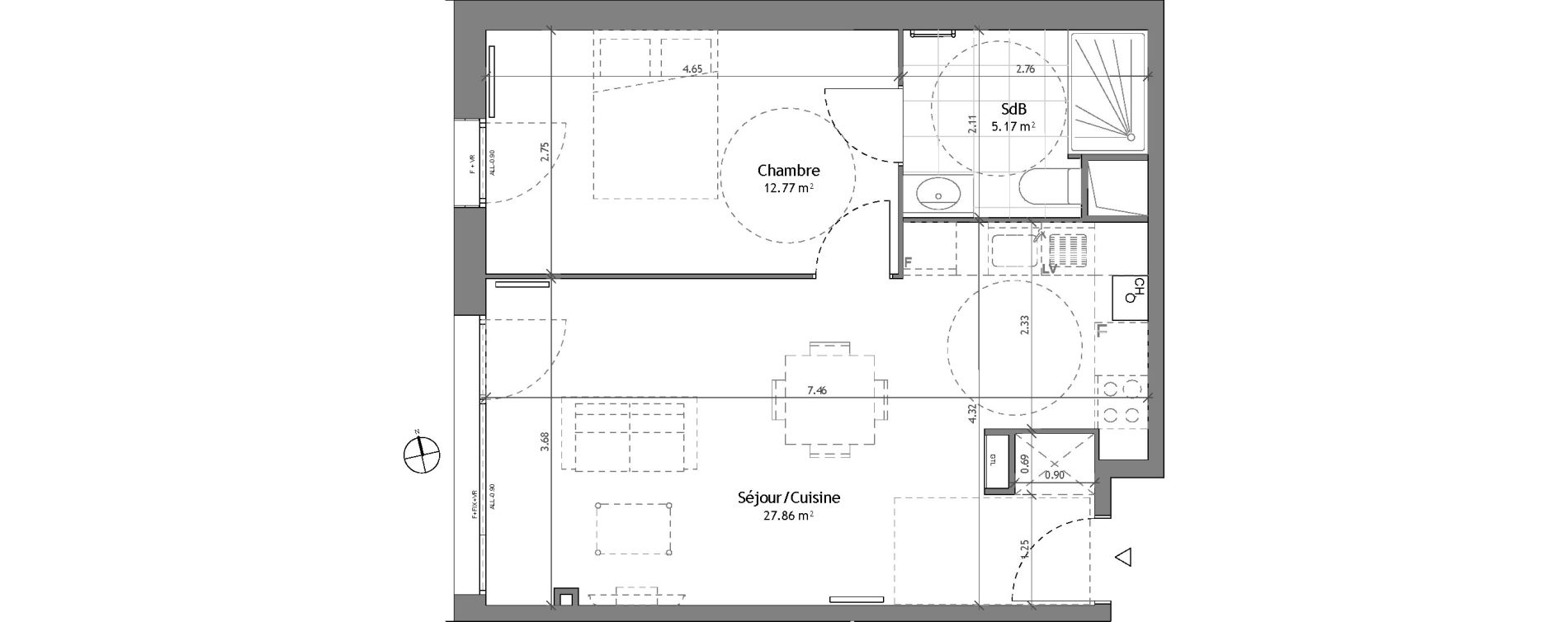 Appartement T2 de 45,80 m2 &agrave; Wattignies Centre